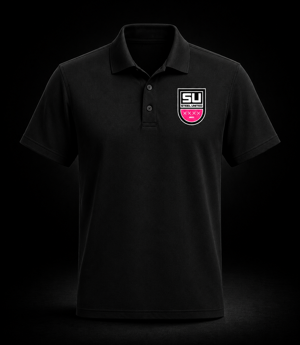 Steel United Black Polo