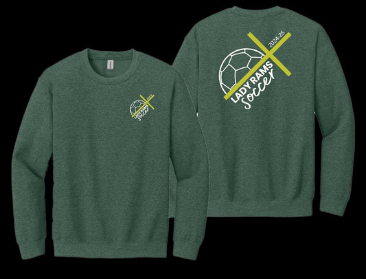 Garces Womens Soccer Crew Neck Green Heather Cross