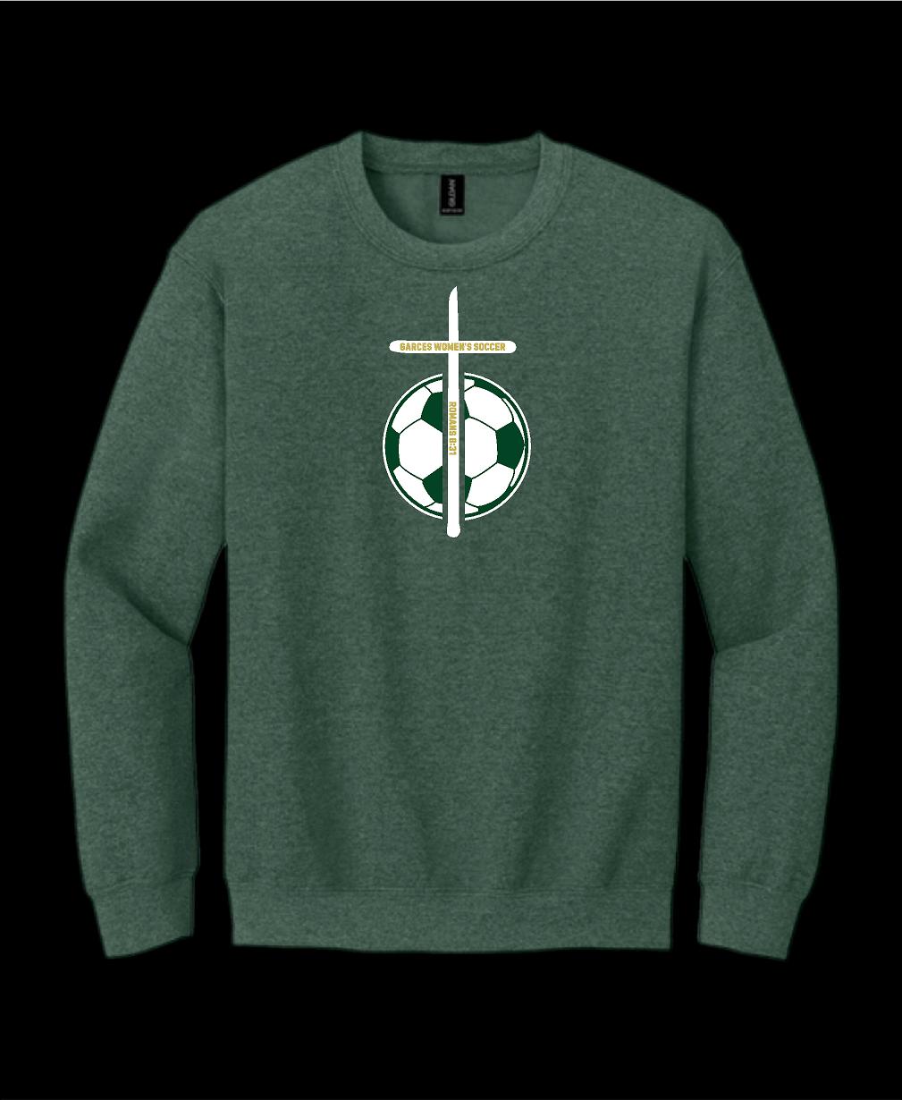 Garces Womens Soccer Crew Neck Sweater Green Heather 1
