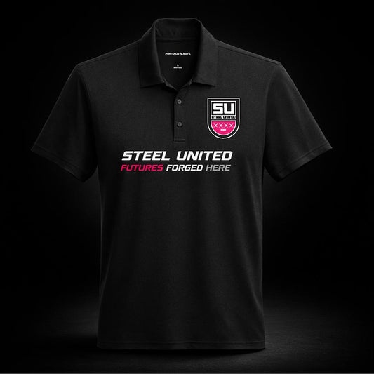 Steel United Black Polo